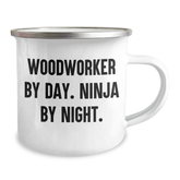 Woodworker Gifts, Funny Quote Mug, Woodworker By Day. Ninja By Night., Camping Mug for Woodworker Men, Father's Day Unique Gifts from Dad, Gifts for Woodworker Husband - Image 2